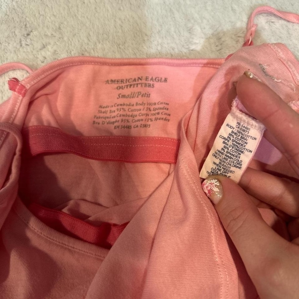 Vintage Y2K Upcycled American Eagle Pink Bra Tank Top Adjustable Straps SMALL - Picture 2 of 8